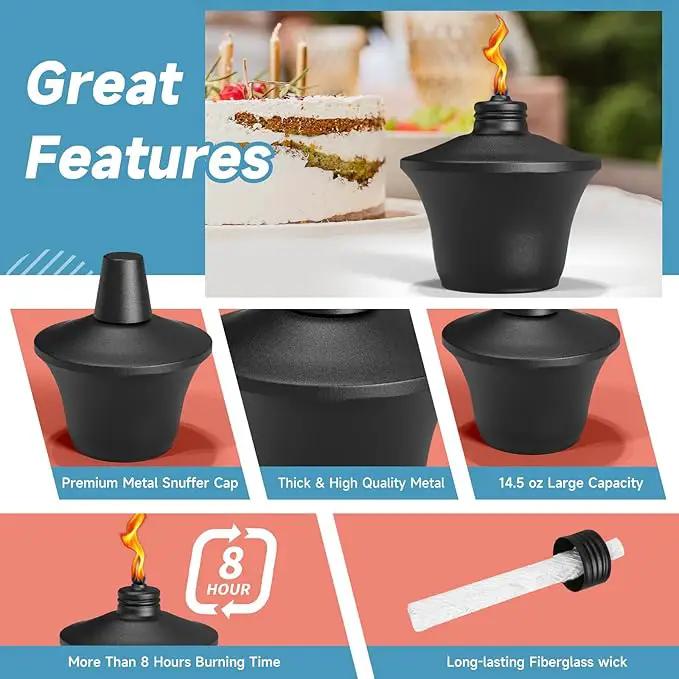 6-Pack Citronella Tabletop Torches, 14.5 oz Table Top Torches for Outdoor, Metal Oil Burner Candles, Garden Torches with Fiberglass Wick for Yard, Patio, Deck, Garden, Party, Landscape by GreenHaven Gardens