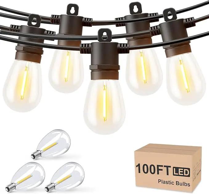 Svater Outdoor String Lights 100 FT, Patio Light for Outside with Shatterproof Bulbs, Waterproof LED Hanging Lights for Cafe Backyard Bistro Party, Warm White by GreenHaven Gardens