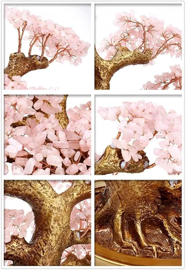Feng Shui Money Tree Large Pine Tree Style Crystal Quartz Lucky Tree Gem Tree for Office Home Feng Shui Decoration for Wealth/Fortune and Luck (Pink) by GreenHaven Gardens