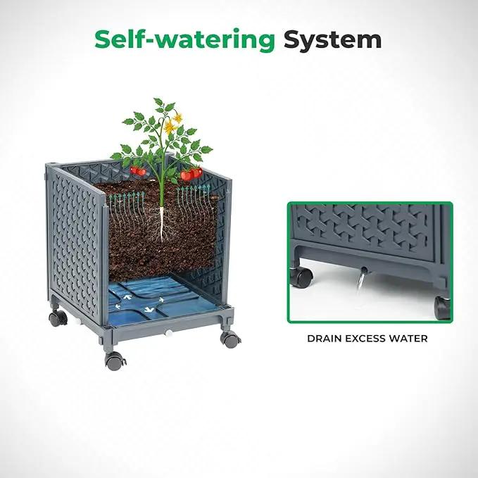Raised Garden Bed with Tomato Planter Cage, 56.7” Trellis Planter Boxes with Wheels for Outdoor Patio Greenhouse Gardening Climbing Vegetables by GreenHaven Gardens