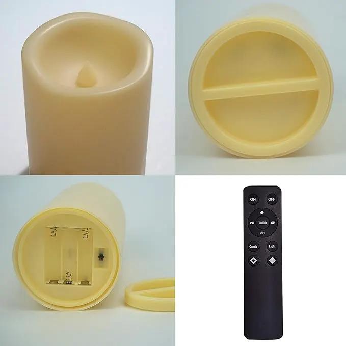 Waterproof Outdoor Flameless Candles with Remote, Set of 2, Large 4” x 6” Battery Operated Electric LED Pillar Candle Set for Home Décor Party Wedding Supplies Garden Christmas Decoration Gift by GreenHaven Gardens