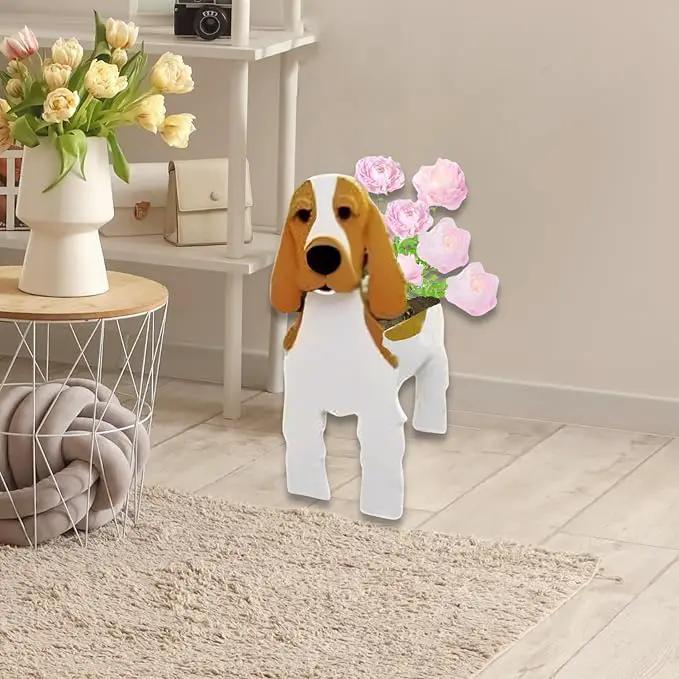 Brown and White Cocker Spaniel Dog Planter Plant Pots,Cute Garden Dog Flower Planter,Dog Planters Birthday Gifts for Women,Office,Indoor/Outdoor Decor（9.45 * 9.17 * 13.39in） by GreenHaven Gardens