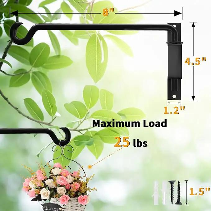 8 Inch 2 Pack Plant Hangers Outdoor, Wall Plant Hanger, Plant Hangers Indoor, Bird Feeder Hangers for Outside, for Bird Feeders, Planters, Lanterns, Wind Chimes, Home Decor by GreenHaven Gardens