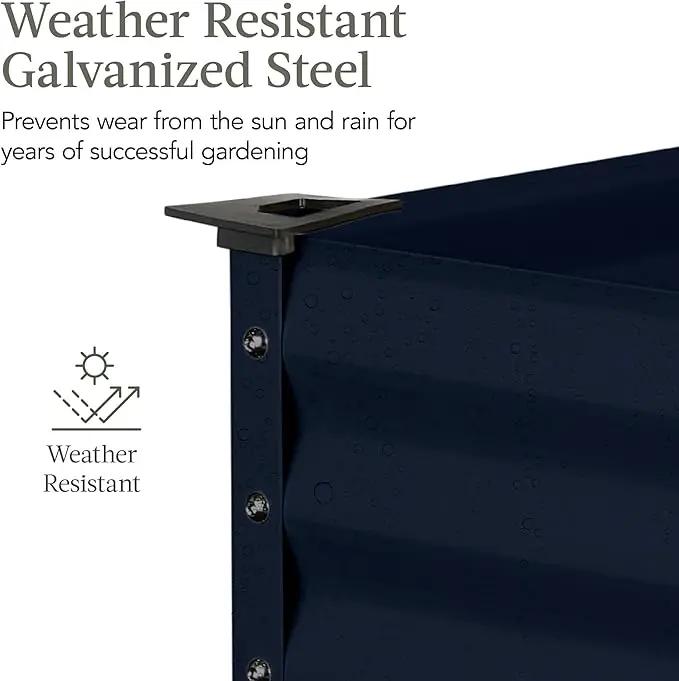 Best Choice Products 48x24x30in Galvanized Raised Garden Bed, Metal Elevated Planter Box, Vegetable Garden for Backyard, Patio, Balcony - Navy Blue by GreenHaven Gardens