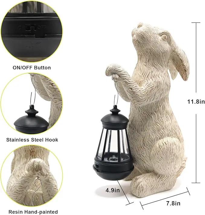 Garden Statues Rabbit with Solar Lights-Bunny Figurine Outdoor Easter Decorations Rabbit Decor for Lawn,Balcony-Yard Art Garden&Patio Decor,Unique Housewarming&Birthday Gifts for Women by GreenHaven Gardens