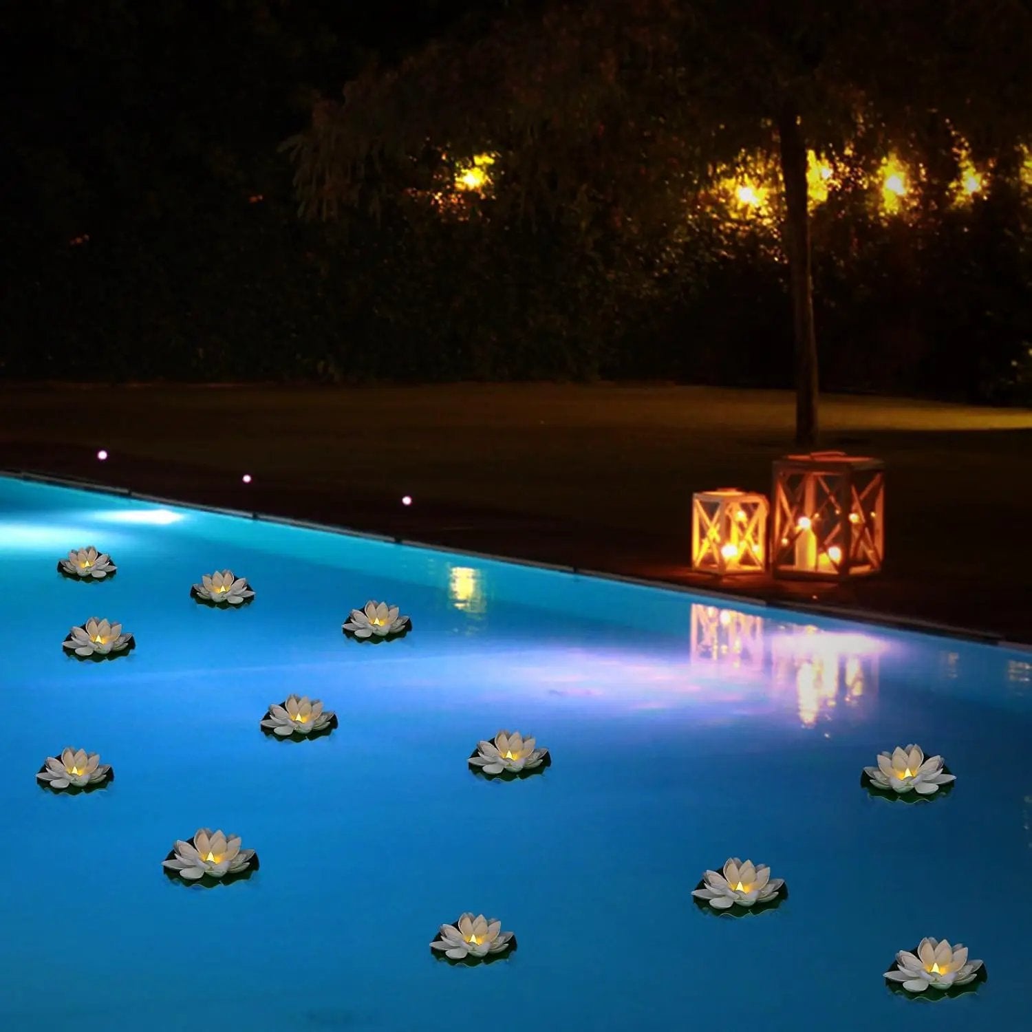 12 PCS Waterproof Floating Lotus Light - 6'' Floating Flower Light Battery Operated Water Activated Warm White Pool Flower Lamp Wedding Anniversary Garden Decoration(6 Inch, White) by GreenHaven Gardens
