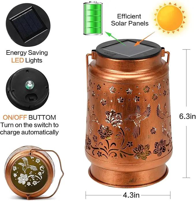 Solar Lanterns Outdoor Waterproof Hummingbird Garden Decor Birthday Gifts for Women Mom Grandma Hanging Solar Lights Metal Solar Decoration Outside for Yard, Patio, Backyard, Porch by GreenHaven Gardens