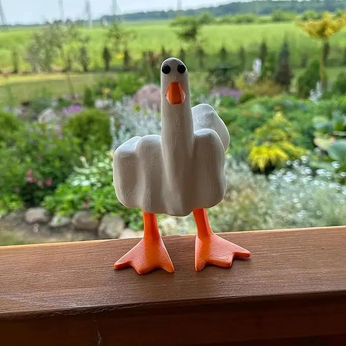 Middle Finger Duck You Figurine Middle Finger Desk Decor Funny Garden Decor Statues Figurines Ornaments for Home, Patio, Lawn, Yard, Office, Outdoor Decorations, Garden Gifts (White+Yellow) by GreenHaven Gardens