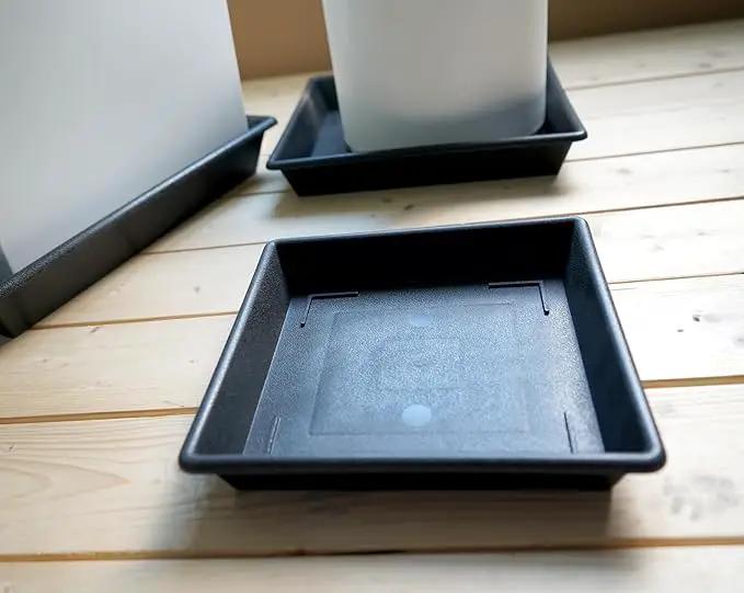 Square Plant Saucer 16 Inch 4 Pack, Plant Stand Plant Trays for Pots Heavy Duty Plastic Plant Saucers for Indoors Outdoors, Flower Pot No Holes Terracotta Plant Lover Gardening Gifts by GreenHaven Gardens