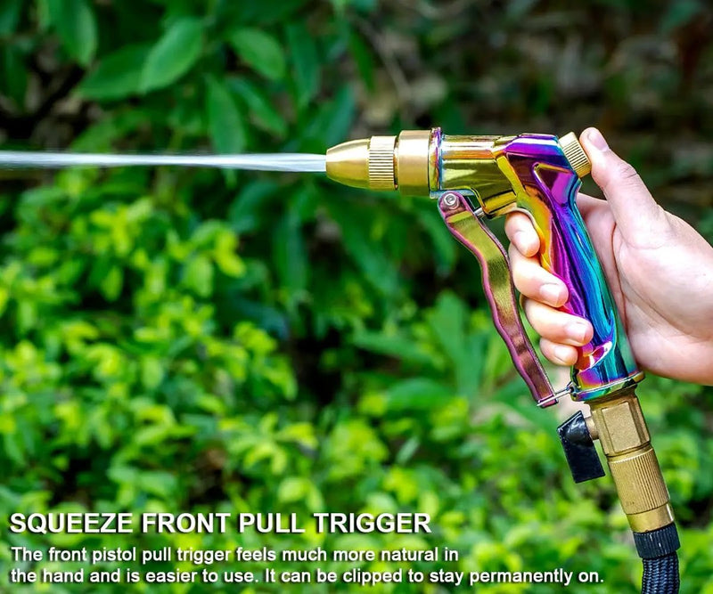 ESOW Heavy Duty Metal Garden Hose Nozzle, High Pressure Water Hose Nozzle with 4 Spray Patterns Rotating, Ideal for Outdoor Lawn & Garden Watering, Car & Pet Washing, Rainbow by GreenHaven Gardens