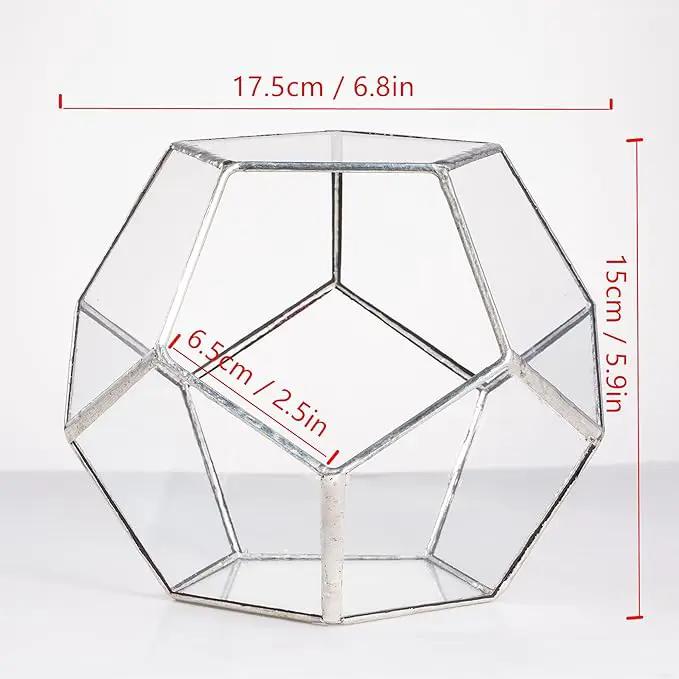 NCYP Small Silver Glass Geometric Terrarium for Succulents Air Plants, 6.89 x 6.89 x 5.9 Inches, Indoor Home Garden Planter Pot, Tabletop Decor Centerpiece, Handmade (Only Terrarium) by GreenHaven Gardens