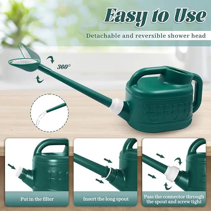 Watering Can for Indoor & Outdoor Plants, Plant Watering Can with Stainless Steel Shower Head, 1 Gallon Plastic Water Can for Garden, Flowers, Vegetable, Greenhouse (AlpineGreen) by GreenHaven Gardens