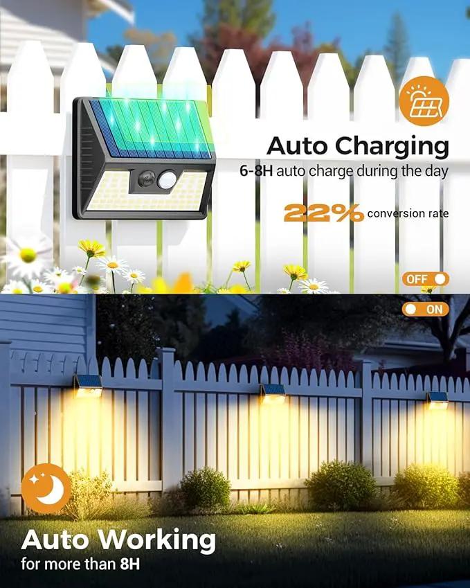 12 Pack Solar Fence Lights, Motion Sensor Deck & Wall Lights - Warm White LED, Wireless, Waterproof, Outdoor for Yard, Steps & Garden - Black by GreenHaven Gardens