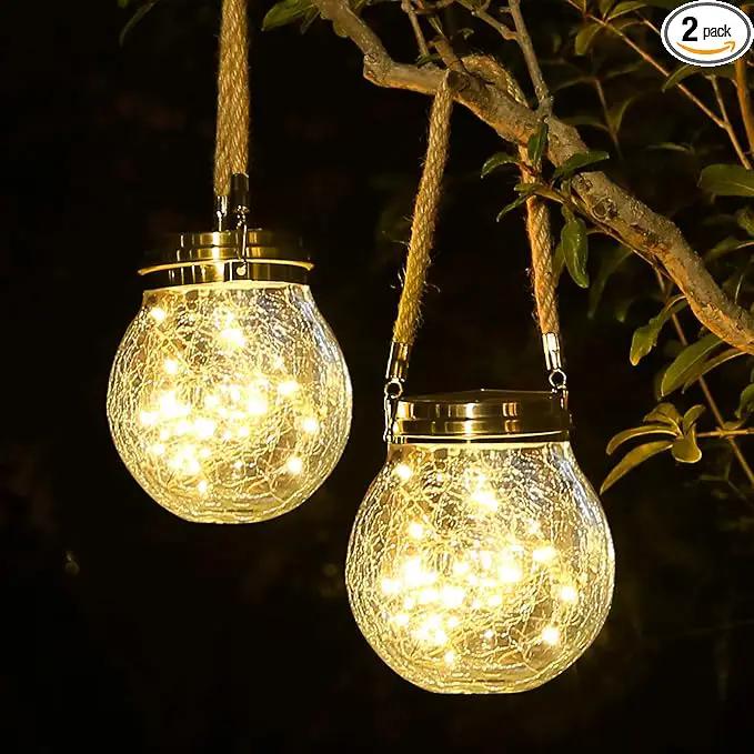 ROSHWEY Solar Lantern, 2 Pack Outdoor Lanterns with 30 LED Waterproof Garden Decor Patio Solar Lights Outdoor Decorative Backyard Outdoor Hanging, Warm Light by GreenHaven Gardens