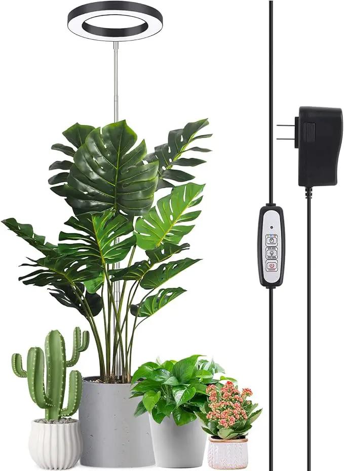 LORDEM Black Full Spectrum LED Grow Light, 72 LEDs, 4 Brightness Settings, Auto On/Off Timer, Height Adjustable, Ideal for Large Plants by GreenHaven Gardens