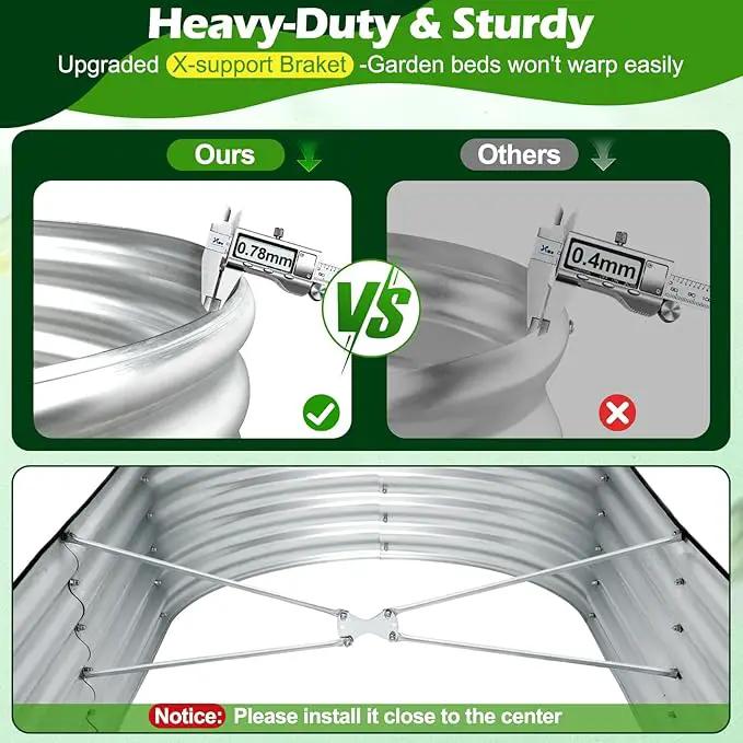 7x3x1.4ft Galvanized Raised Garden Bed, Upgraded with X-Shaped Support Rods, Large Raised Garden Beds Outdoor, Raised Bed for Planting Vegetables, Flowers, Fruits by GreenHaven Gardens