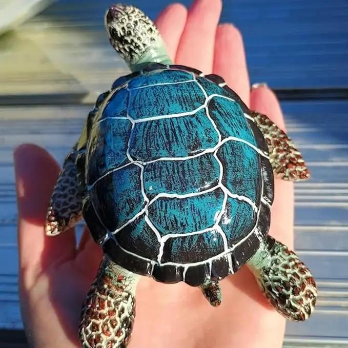 Small Turtle Figurine Sea Turtle Figurine Little Resin Turtle for Garden Decor Blue Turtles Figure Outdoor Outside Pond Ornaments Decorations Mini Statue Valentine's Day Gifts Blue by GreenHaven Gardens
