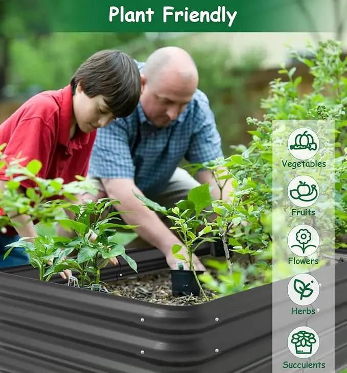 4.3x3x1 FT Raised Garden Bed with Steel Cable, Elevated PP Planter Box Stand for Gardening, Backyard Patio Ground Raised Bed for Planting Vegetables Flower Herb and Succulents, Black by GreenHaven Gardens