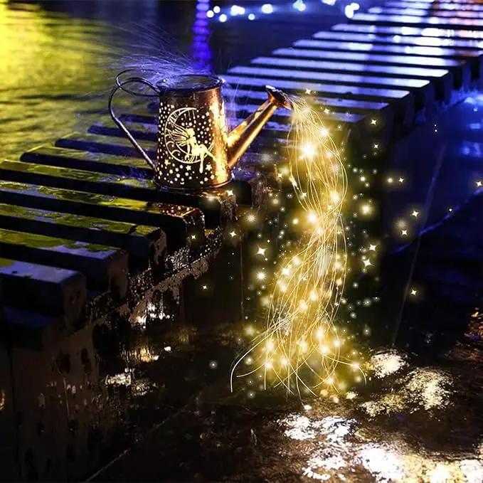 Big Solar Lanterns Outdoor Waterproof, Moon Fairy Watering Can Garden Decor,Hanging Solar Lights Yard Art, Outside Patio Decorations Gardening Birthday Gifts for Mom Grandma Women with Shepherd Hook
