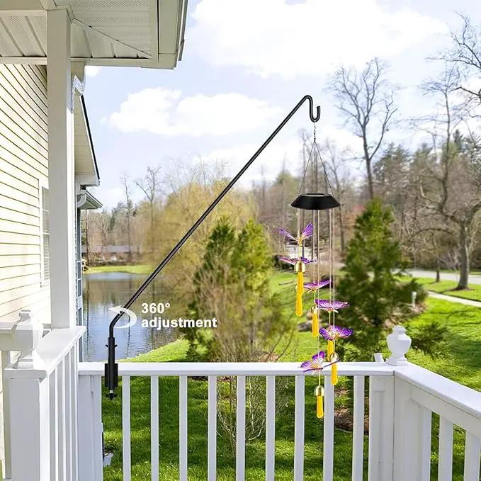 ERYTLLY Extended Reach Deck Hook Wall Pole Wall Mounted Deck Hook Extensible and 43 inch Wall Bracket for Hanging Bird Feeder,Plants,Wind Chimes,Lanterns 2 Packs by GreenHaven Gardens