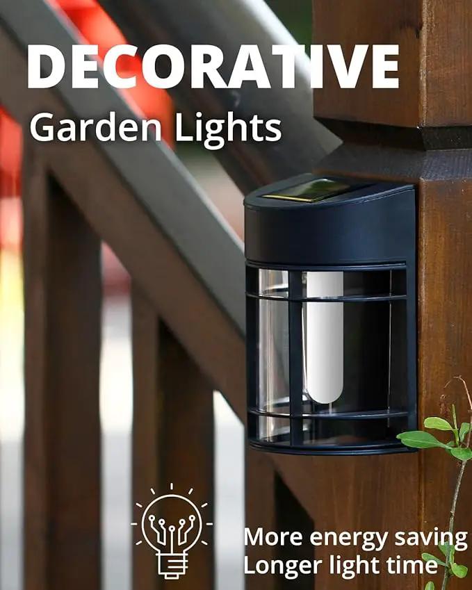 Flickering Flames Solar Fence Lights, Upgraded 8 Pack Waterproof Solar Outdoor Lights for Deck Fence Post Yard by GreenHaven Gardens