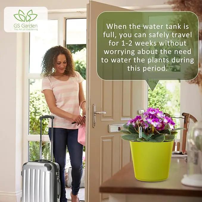 Self Watering Planters for Indoor Plants 7 inch Flower Pot with Water Level Indicator Lemon Green 3 Pack African Violet Self Watering Pots for All Orchid Agave by GreenHaven Gardens