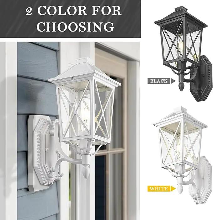 Darkaway Outdoor Wall Light Fixture,2pcs Outside Porch Lights Wall Mounted Seeded Glass Exterior Waterproof Lantern Modern E26 Socket Wall Sconce Lighting for Front Door Yard Patio by GreenHaven Gardens