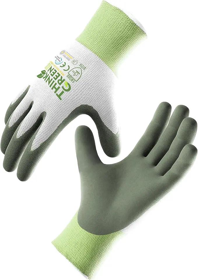 COOLJOB 3 Pairs Gardening Gloves for Women Men, 100% Recycled Polyester with Rubber Coated for Garden Patio Yard Lawn Work, Green, White & Grey, Large Size by GreenHaven Gardens