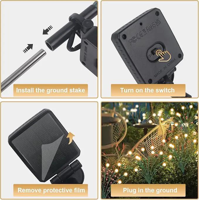2 Packs Solar Garden Lights, New Upgraded Leaf Design 20 LED Solar Firefly Lights, Waterproof Solar Landscape In-Ground Path Lights Outdoor Decorations for Patio Yard Garden (Warm White) by GreenHaven Gardens