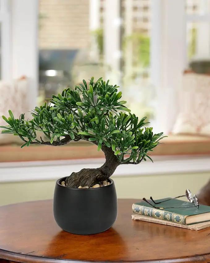 Artificial Bonsai Tree Juniper Faux Plants Indoor Fake Plants Decor with Ceramic Pots for Home Table Office Desk Bathroom Shelf Bedroom Living Room Farmhouse Decorations by GreenHaven Gardens