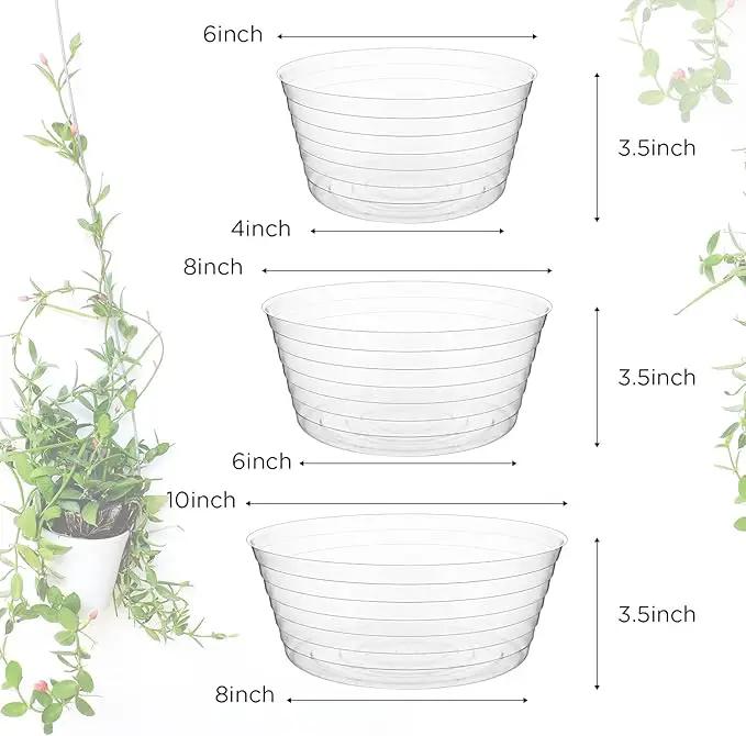 Hoolerry Plastic Plant Saucer Clear Deep Drip Tray Thickened Clear Plant Saucers Trays for Pots Deep Drip Trays for Home Garden Indoor and Outdoor Potted(15 Pcs, 6, 8, 10 Inch) by GreenHaven Gardens