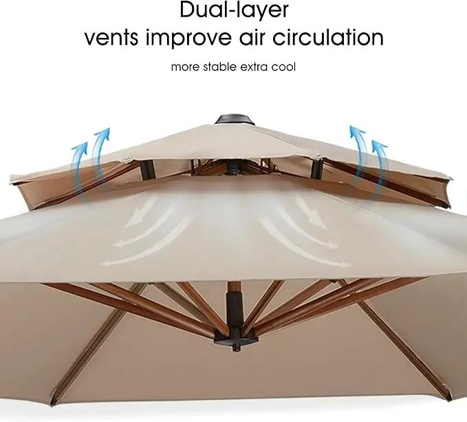 PURPLE LEAF 11ft Patio Umbrella with Base Outdoor Square Umbrellas Large Cantilever Umbrella Windproof Offset Umbrellas Heavy Duty Sun Umbrella for Garden Deck Pool Patio, Beige by GreenHaven Gardens