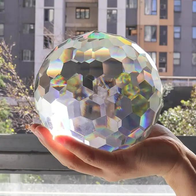 Clear Crystal Suncatcher Ball Prism Glass Sphere Faceted Gazing Ball Rainbow Maker Window Prisms Suncatcher for Window, Sun Catcher(150mm/5.91inch) by GreenHaven Gardens