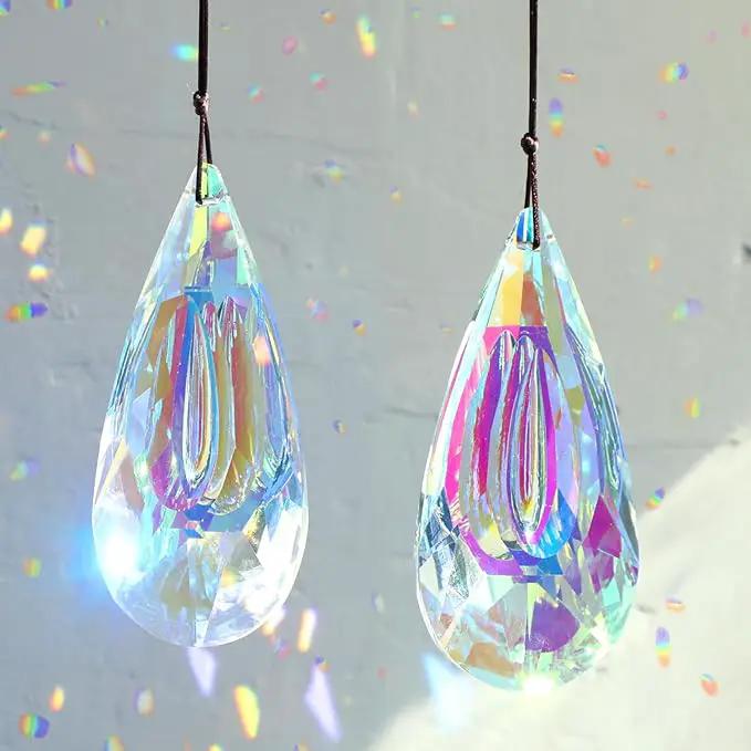 120mm Crystal Suncatcher, 2 Pack Large Prism Sun Catchers Windows Hanging Ornaments Rainbow Maker Pendant Indoor Outdoor Garden Chandelier Birthday Wedding Party Valentines Day Gifts for Women by GreenHaven Gardens