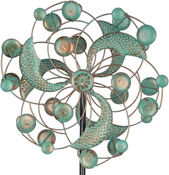 DREAMYSOUL Wind Spinner, Kinetic Wind Spinners Outdoor Metal, Garden Spinner for Yard Outside Patio Lawn Decor (Green & Cooper) by GreenHaven Gardens