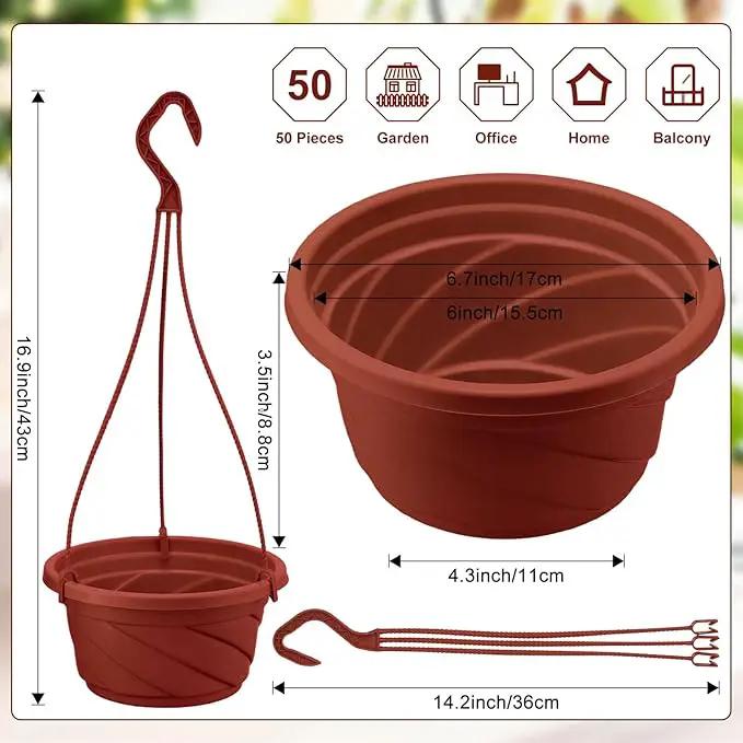 Tioncy 50 Pcs Plastic Hanging Planter Round Hanging Pot for Plants Containers with Hook Flower Plant Pots Holders for Outdoor Indoor Plant Balcony Garden Decor(Coffee) by GreenHaven Gardens