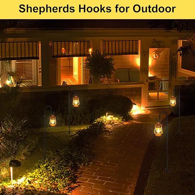 Heavy Duty Shepherd Hooks for Outdoor Decor, 62 Inch Tall Garden Hooks for Hanging Plants, Lanterns, Bird Feeders – Rust-Resistant Steel, Sturdy 5 Prongs Base – Black by GreenHaven Gardens
