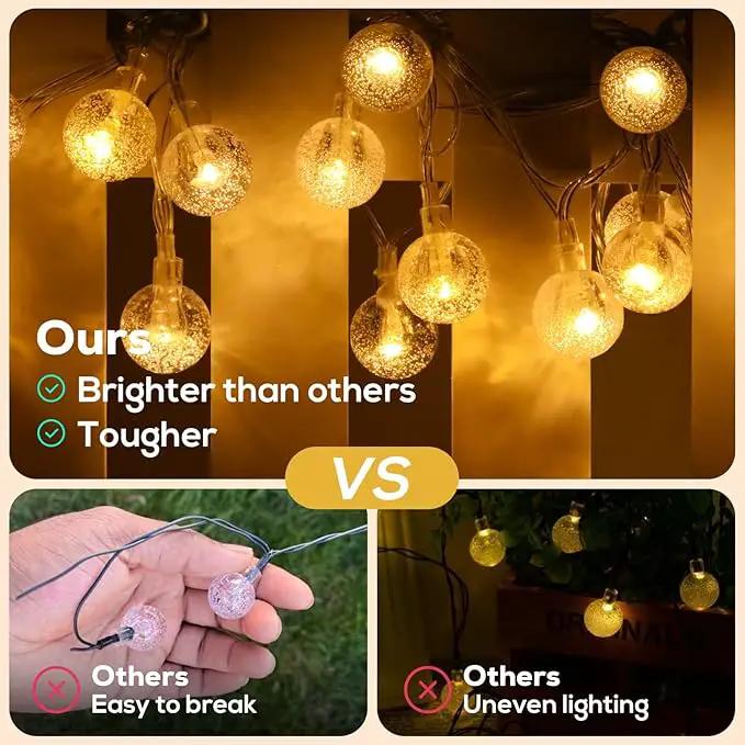 Solar String Lights Outdoor, 56FT 100LED Solar Lights with Remote, IP65 Waterproof, Solar Crystal Globe Patio Lights, 8 Light Modes, Timing, Christmas Decorations for Garden Yard by GreenHaven Gardens