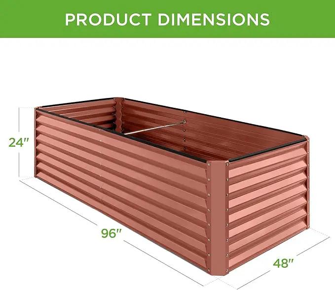 Best Choice Products 8x4x2ft Outdoor Metal Raised Garden Bed, Deep Root Planter Box for Vegetables, Flowers, Herbs, and Succulents w/ 478 Gallon Capacity - Terracotta by GreenHaven Gardens