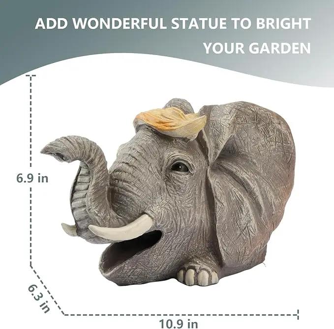 Elenon Elephant Decorative Gutter Downspout Extension Statue, Animal Gutter Guardian Rain Downspout Extender, Garden Splash Block Outdoor Sculpture for 3" × 4" Down Spouts Decor by GreenHaven Gardens