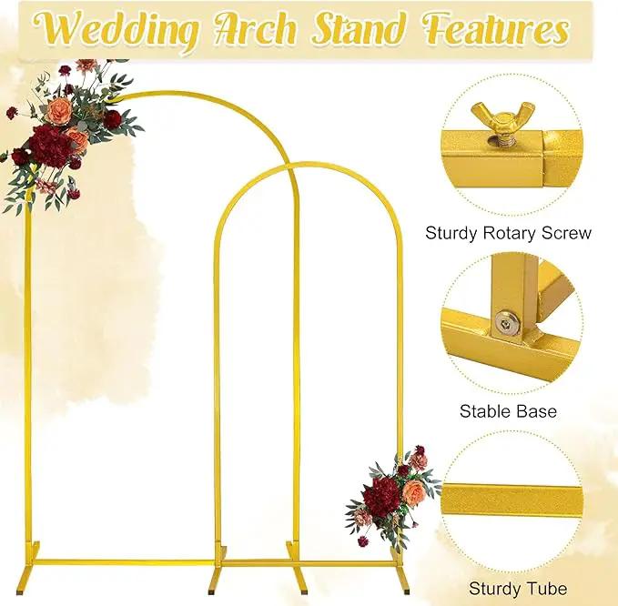 Gold Metal Arch Backdrop Stand 2 Set 7.2FT, 6.6FT Wedding Arch Stand Arched Door Frame for Birthday Party Baby Shower Ceremony Indoor Outdoor Celebration Decor (7.2FT, 6.6FT) by GreenHaven Gardens
