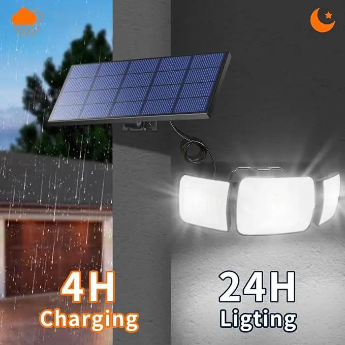 intelamp Solar Flood Lights Outdoor Waterproof, 6000mAh 1200LM Solar Powered Dual Motion Sensor LED Lighting Dusk to Dawn Security Floodlight Exterior with Remote 9.8ft Cable for Outside Garden House by GreenHaven Gardens