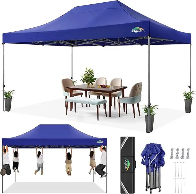 COBIZI 10x15 Heavy Duty Pop up Canopy Tent Easy Up Commercial Outdoor Canopy Wedding Party Tents for Parties All Season Wind & Waterproof Gazebo with Carry Bag, Dark Blue(Frame Thickened) by GreenHaven Gardens