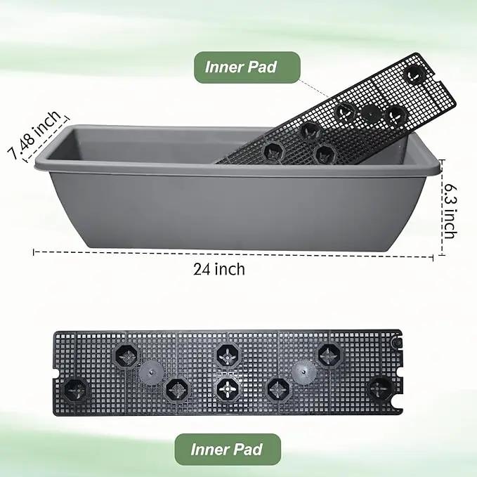 6 Pcs 24 inch Window Box Planter, Large Rectangular Flower Planter Boxes with Shelf Insert Plastic for Indoor and Outdoor Garden, Balcony Home Decor (6, 24 inch) by GreenHaven Gardens