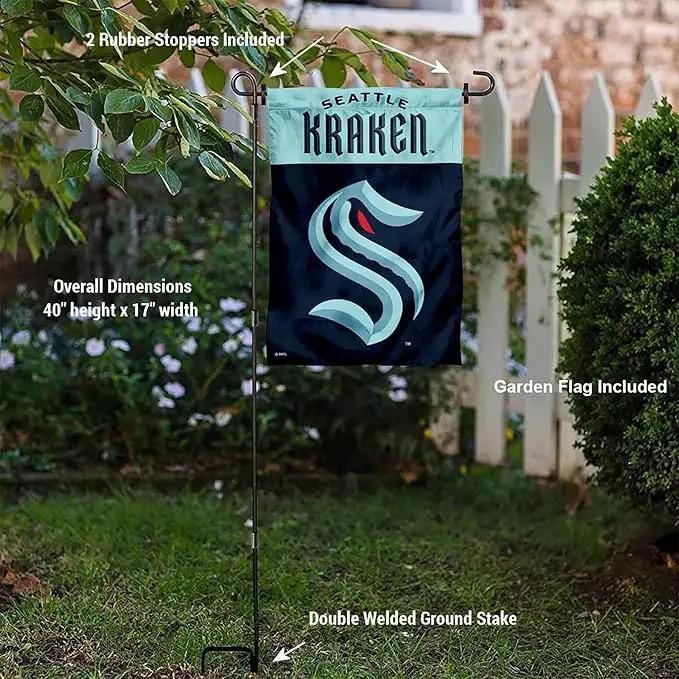 WinCraft Seattle Kraken Garden Flag and Pole Stand Holder by GreenHaven Gardens