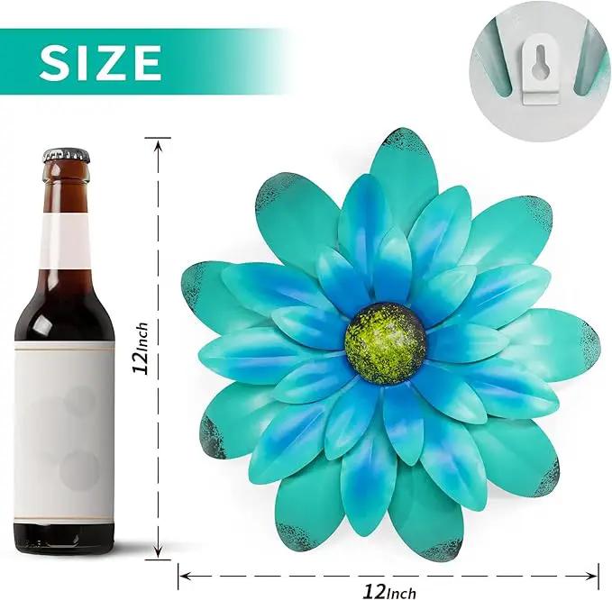 EASICUTI Blue Metal Flowers Wall Decor Metal Wall Art Decorations Hanging For Indoor Outdoor Home Bathroom Kitchen Room Bedroom Living Room Garden Patio Porch 12 Inch by GreenHaven Gardens