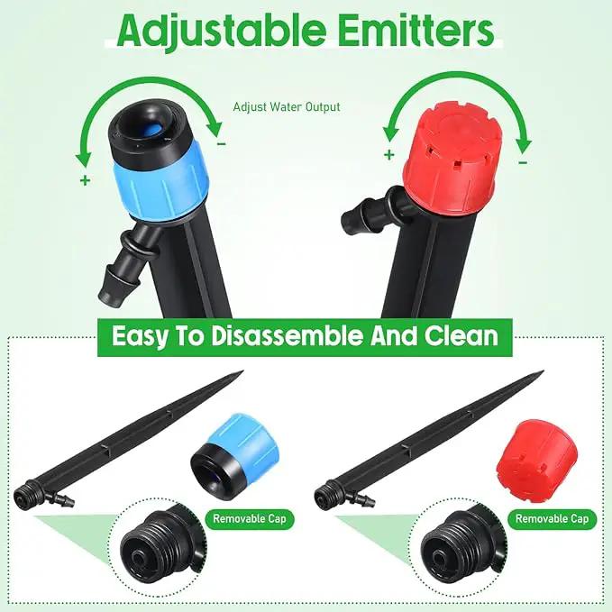 50 Pcs Drip Irrigation Emitters for 1/4" Drip Irrigation Tubing Adjustable Plant Watering Misting System Includes Nozzles/Sprinklers/Emitter Streams for Garden Yard Lawn Outdoors by GreenHaven Gardens