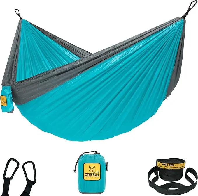 Wise Owl Outfitters Camping Hammock – 500lbs Portable Hammock with Tree Straps - Travel, Backpacking, Hiking, Outdoors Camping Gear - Single or Double by GreenHaven Gardens