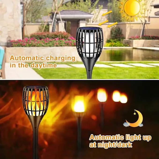 Solar Torch Flame Lights Waterproof Flickering Flames Solar Lights 43" Solar Garden Lights Outdoor Landscape Decoration Lighting Dusk to Dawn Auto On/Off for Yard Garden Pathway, 2 Pack by GreenHaven Gardens