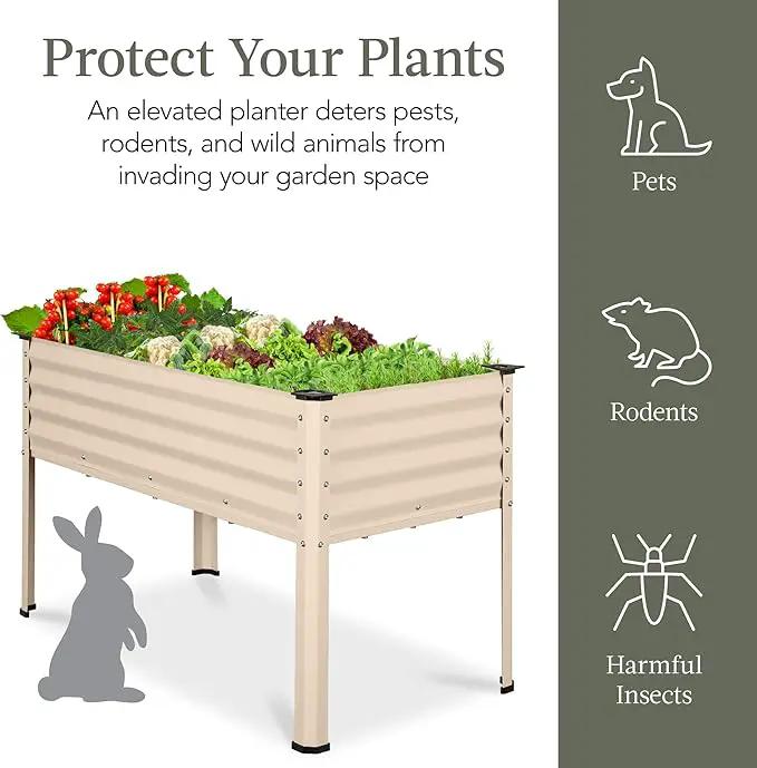 Best Choice Products 48x24x30in Galvanized Raised Garden Bed, Metal Elevated Planter Box, Vegetable Garden for Backyard, Patio, Balcony - Beige by GreenHaven Gardens